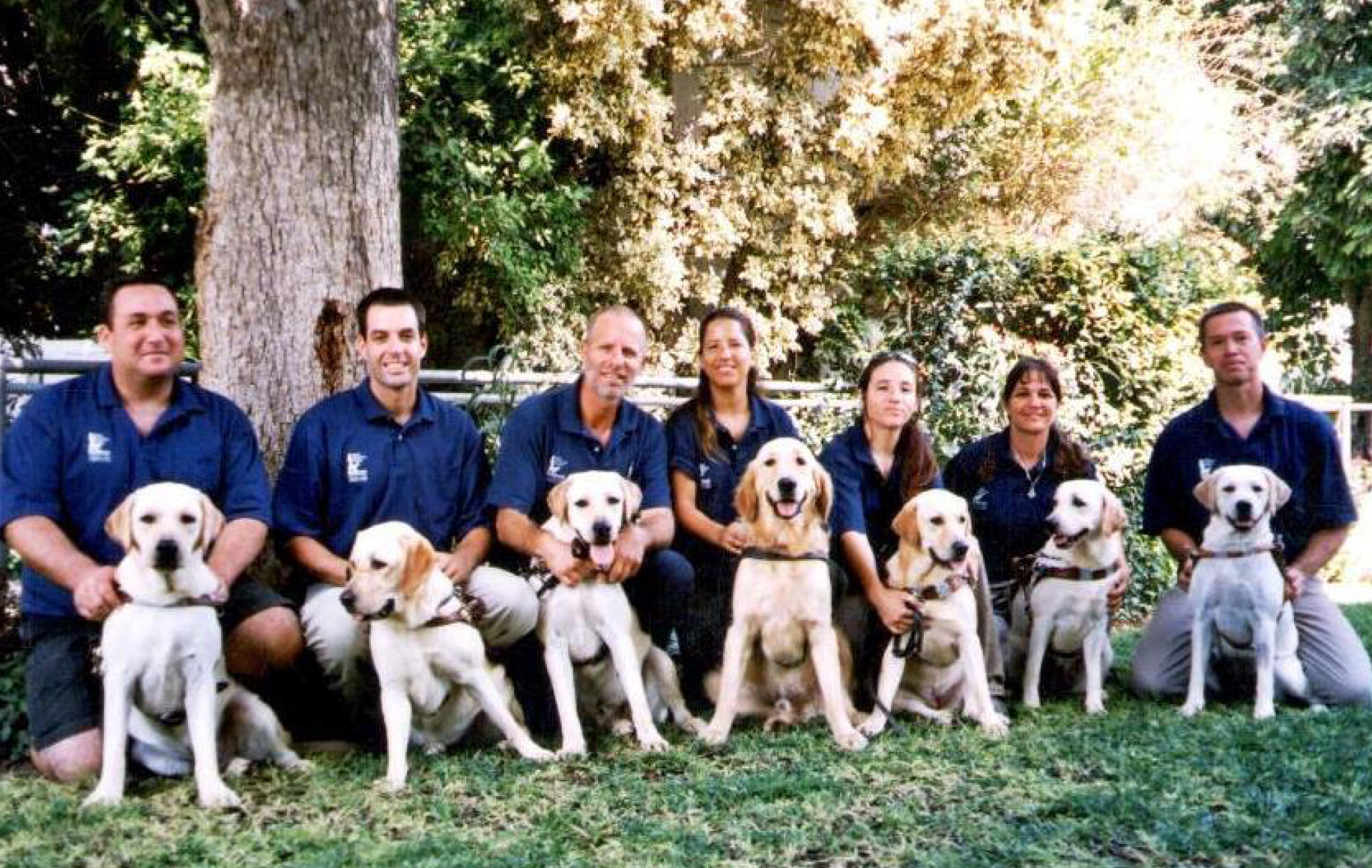 Group picture of trainers with dogs